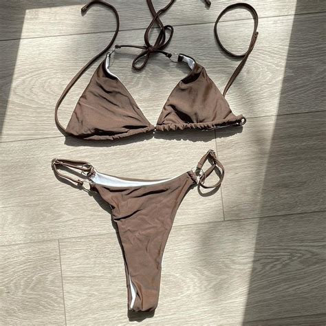 Brown Ring Bikini Set Depop