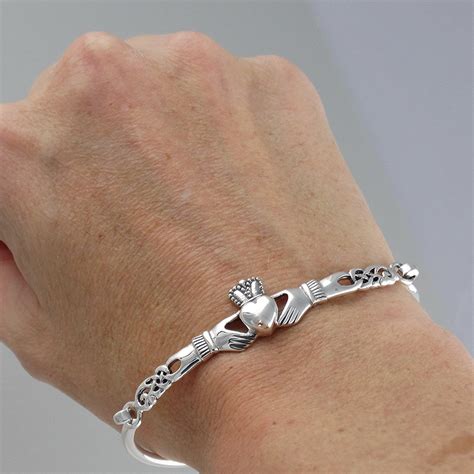 925 Sterling Silver Irish Claddagh Celtic Knot Bangle Bracelet Click Image For More De