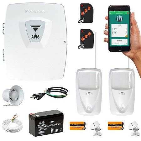 Kit Alarme Wifi Aplicativo Internet Sensores Infra Pet Compatec