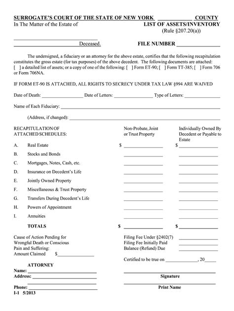 Inventory Of Assets Rule 207 20 Instructions Fill Online Printable Fillable Blank Pdffiller