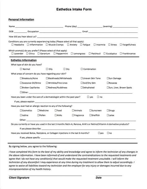 Printable Facial Client Consultation Form Pdf Printable Forms Free Online
