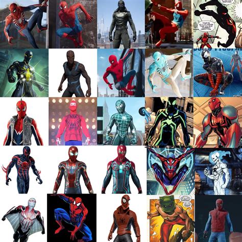 Photo Collage Of All Confirmed Leaked Costumes R SpidermanPS4