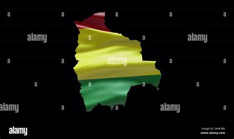 Bolivia Map Shape With Waving Flag Background Alpha Channel Outline Of