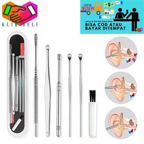 Jual Pembersih Telinga Alat Korek Kuping Ear Wax Stainless Steel Set 6