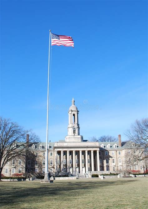 Flag Over Old Main Stock Photo Image Of Flag American 14318390