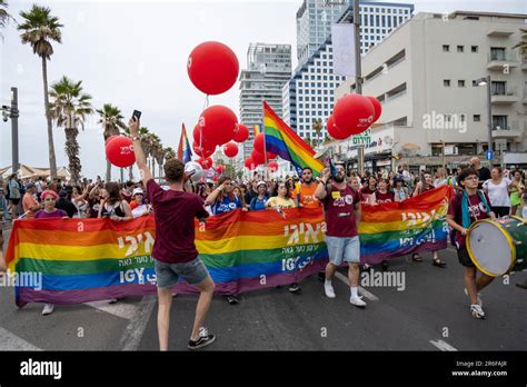 Anti Government Reform Protesters March During The Tel Aviv Gay Pride Parade On June 8th 2023