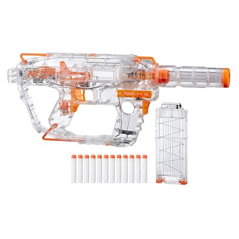 NERF Modulus Ghost Ops Evader Motorized Blaster -- Light-Up See-Through Blaster and Barrel ...