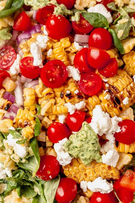 Summer Orzo Pasta Salad With Basil Pesto And Goat Cheese