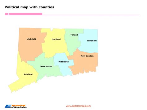 Connecticut county map - Editable PowerPoint Maps