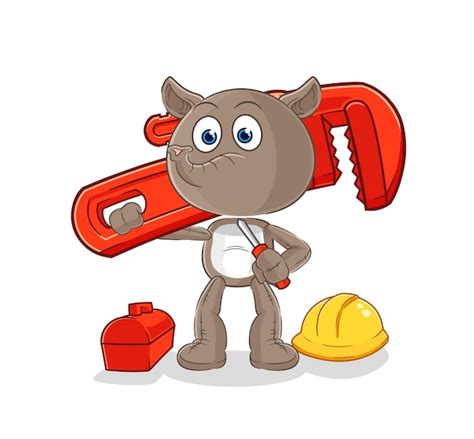 Premium Vector Tapir Plumber Cartoon Cartoon Mascot Vector