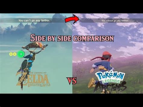 Zelda BOTW vs Pokémon Legends Arceus You cannot go any farther text