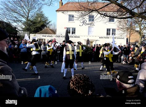 English Morris Folk Dancers In Birchington Kent Uk December 2017 Stock
