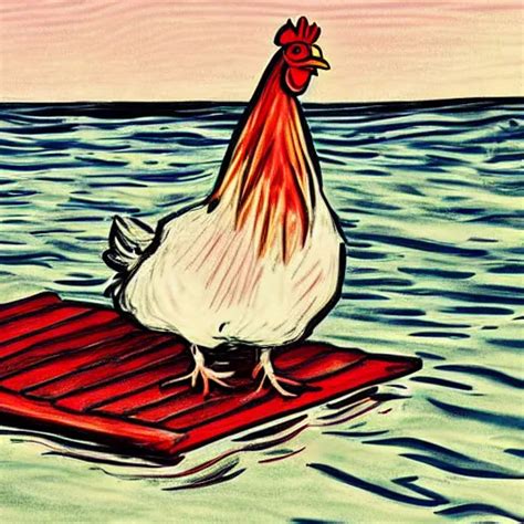 Digital Art Of A Chicken On A Raft Realistic Stable Diffusion Openart