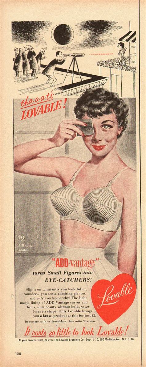 1952 Vintage Ad For Lovable Add Vantage Bra Vintage Bra Vintage Ads Bullet Bra