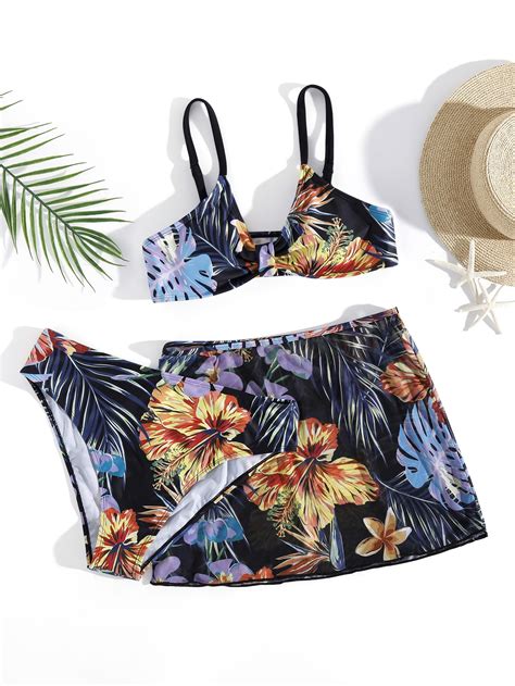 piezas Chicas adolescentes con estampado floral Bañador bikini