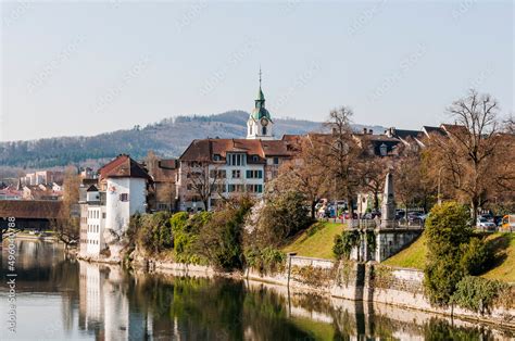 Olten Stadt Stadtturm Aare Fluss Alte Br Cke Holzbr Cke Altstadt