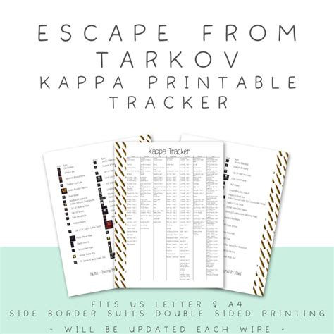 Ultimate Escape From Tarkov Kappa Tracker Printable Guide for Quest ...