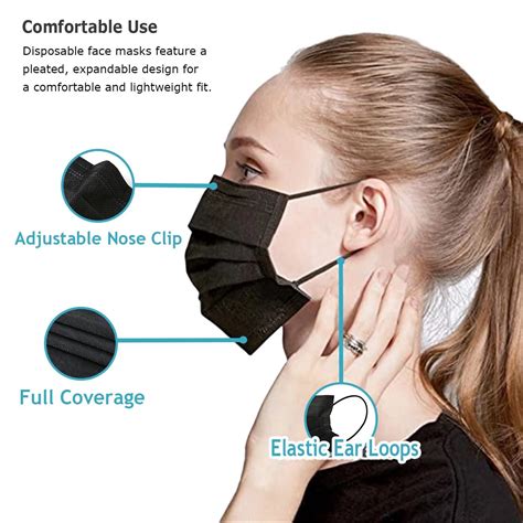 Amazon Face Mask Pcs Adult Black Disposable Masks Layer