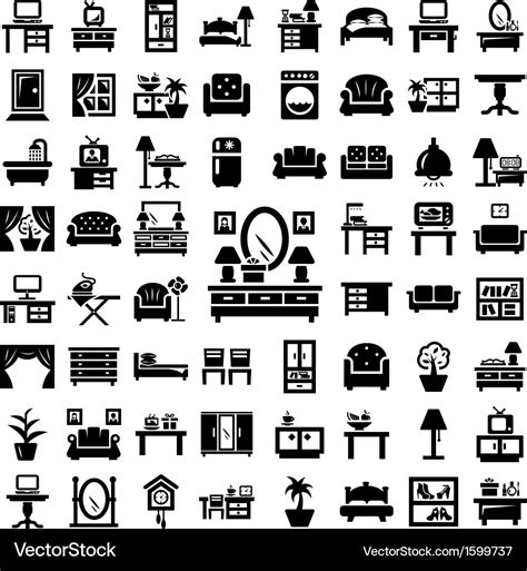 Big Furniture Icons Set Royalty Free Vector Image