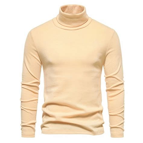 Lonkito Shirts For Men Casual Turtle Neck Solid Color Turtleneck Long Sleeve Tops