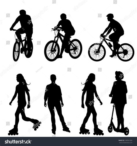 Set Silhouette Cyclist Vector Illustration Stock Vector (Royalty Free ...