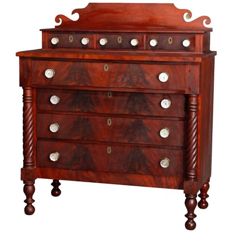 Antique American Empire Flame Mahogany Chest Of Drawers Circa 1840 At