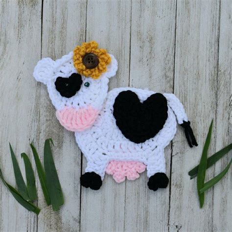 Bella Cow Applique Crochet Pdf Pattern Cow Applique Farm Etsy