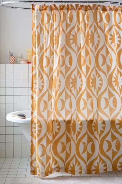 Max Celestial Woodblock Shower Curtain Urban Outfitters