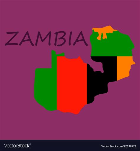 Zambia Map And Flag In White Background Royalty Free Vector