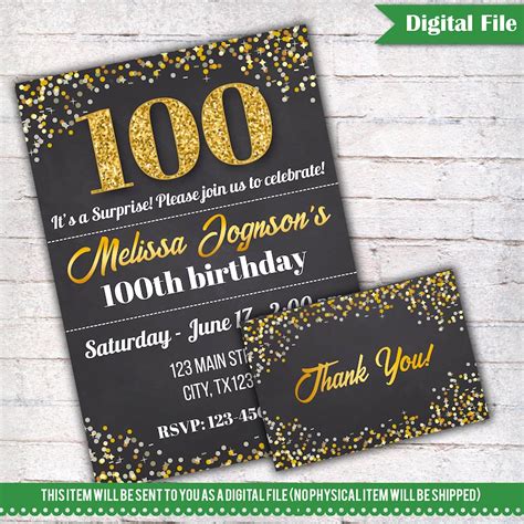 100th Birthday Invitation Templates Free