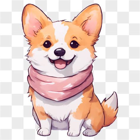 Download Kawaii Corgi Dog With Orange Scarf Kawaii Online Creative