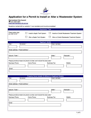 Fillable Online Warrnambool Vic Gov Application For A Permit To Install