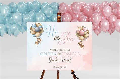 Teddy Bear Gender Reveal Sign Gender Reveal Decorations He Or She