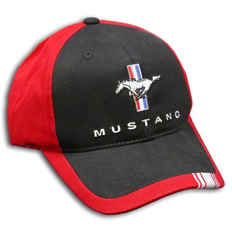 Mustang Tri Bar Pony Hat Black And Red