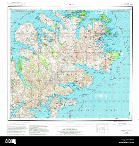 USGS TOPO Map Alaska AK Kodiak 361065 1952 250000 Restoration Stock Photo - Alamy