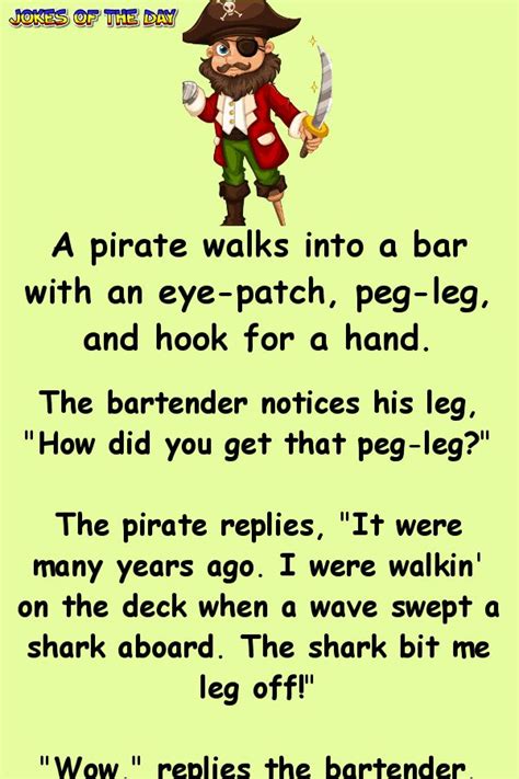 A Pirate Walks Into A Bar Funny Joke Short Jokes Funny Funny Jokes