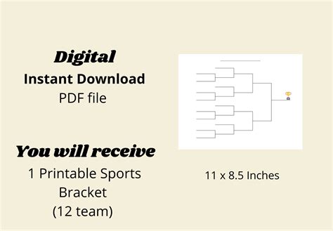 12 Team Tournament Bracket, Sports Bracket, Printable Sports Brackets ...