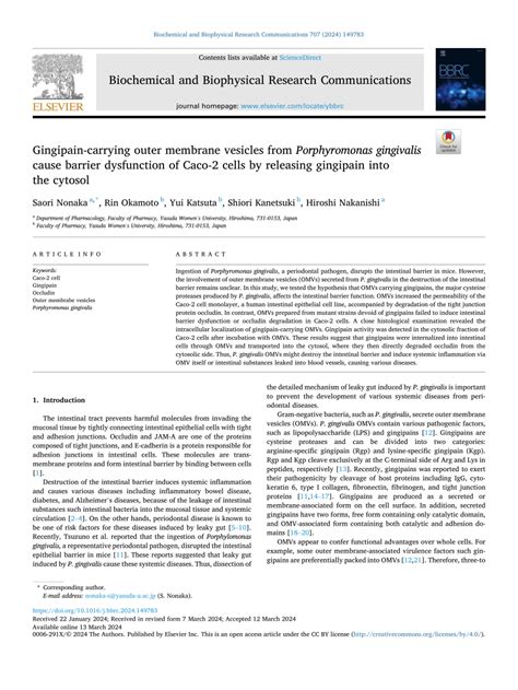 Pdf Gingipain Carrying Outer Membrane Vesicles From Porphyromonas