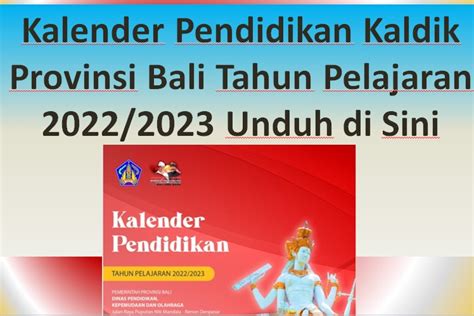 Kalender Pendidikan Kaldik Provinsi Bali Tahun Pelajaran