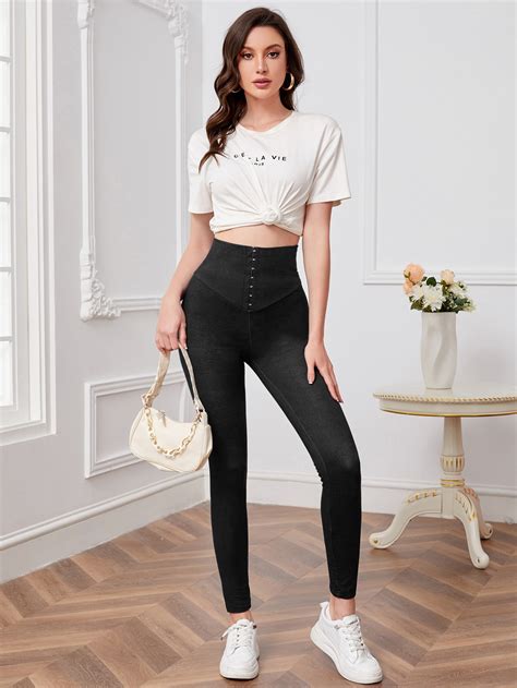 Shein Mulvari High Waist Skinny Trousers Shein Uk