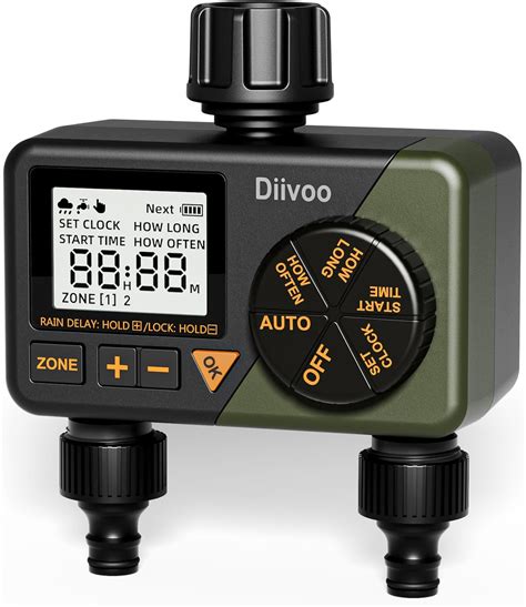 Diivoo Water Timer For Irrigation Digital Sprinkler Timer 2 Outlets