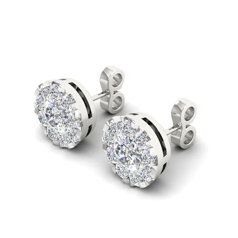 Diamond2deal 10k White Gold 1ctw Diamond Womens Round Stud Earrings H