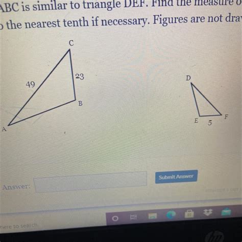 Triangle Abc Is Similar To Triangle Def Find The Measure Of Side Fd