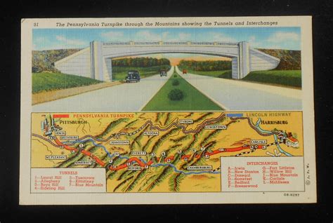 1940s Original Section The Pennsylvania Turnpike Map Tunnels and ...