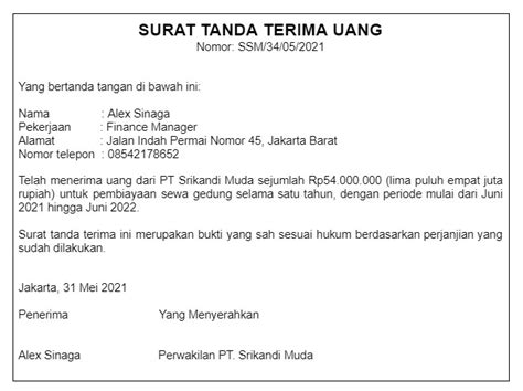 Detail Contoh Surat Tanda Terima Uang Koleksi Nomer 18