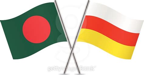 South Ossetia And Bangladesh Flags Vector