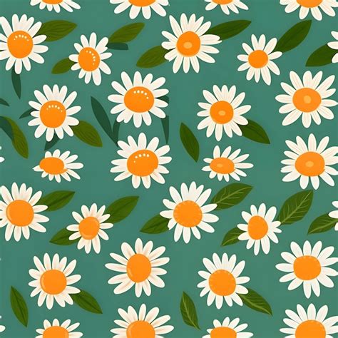 Premium Vector Seamless Pattern With Daisies And Leaves Vector