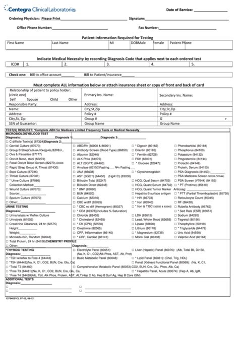 Printable Lab Requisition