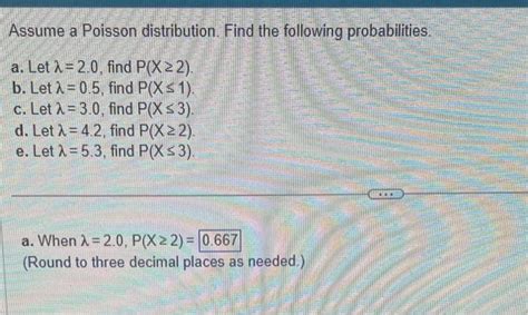 Solved Assume A Poisson Distribution Find The Following