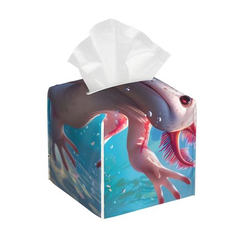 KLL Cute Underwater Axolotl Print Tissue Box Cover,Leather Tissue